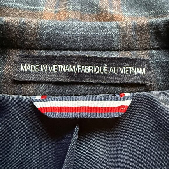 Tommy Hilfiger Mens Size 48R Navy & Brown Plaid Casual Sport Coat Blazer Jacket - Picture 4 of 16
